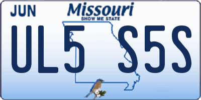 MO license plate UL5S5S