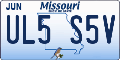 MO license plate UL5S5V