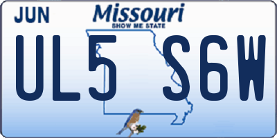 MO license plate UL5S6W
