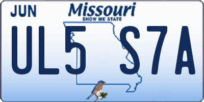 MO license plate UL5S7A