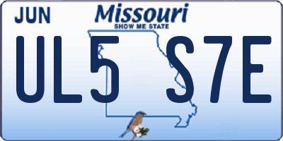 MO license plate UL5S7E