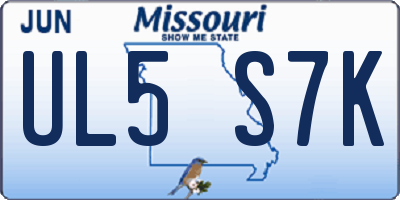MO license plate UL5S7K