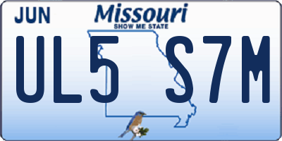 MO license plate UL5S7M