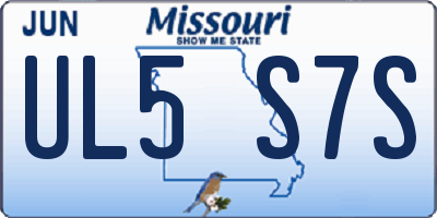 MO license plate UL5S7S