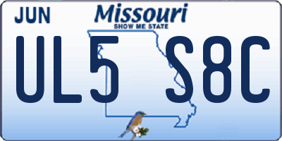 MO license plate UL5S8C