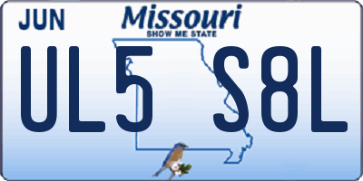 MO license plate UL5S8L