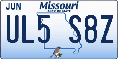 MO license plate UL5S8Z