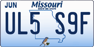 MO license plate UL5S9F