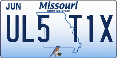 MO license plate UL5T1X