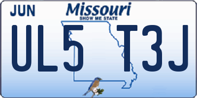 MO license plate UL5T3J
