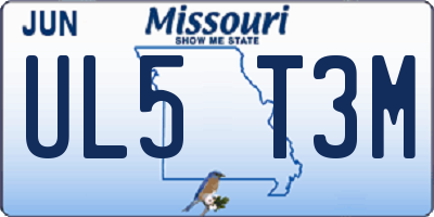 MO license plate UL5T3M