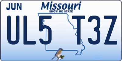 MO license plate UL5T3Z
