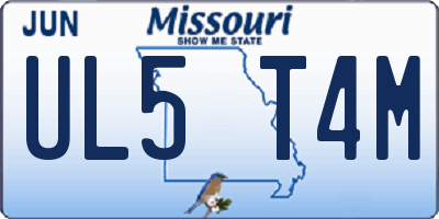 MO license plate UL5T4M