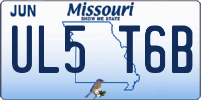 MO license plate UL5T6B