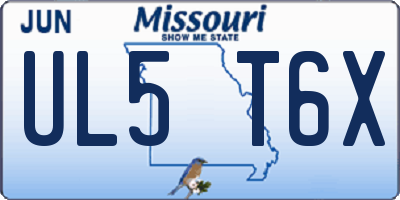 MO license plate UL5T6X