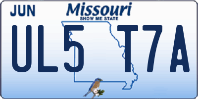 MO license plate UL5T7A