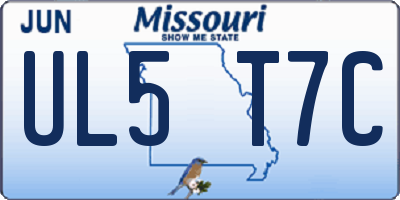 MO license plate UL5T7C