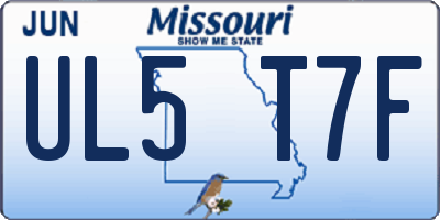 MO license plate UL5T7F