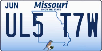 MO license plate UL5T7W
