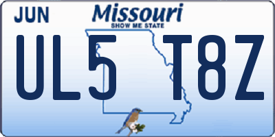 MO license plate UL5T8Z