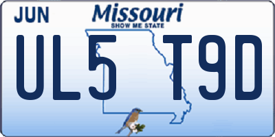 MO license plate UL5T9D
