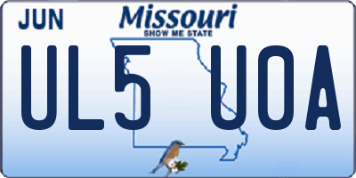 MO license plate UL5U0A