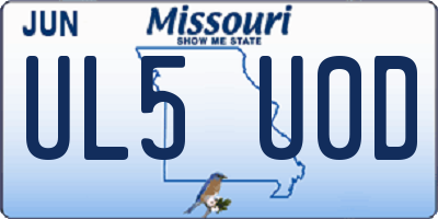 MO license plate UL5U0D