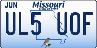 MO license plate UL5U0F