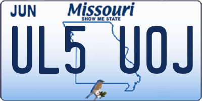 MO license plate UL5U0J