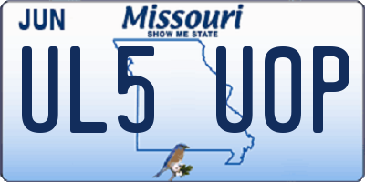 MO license plate UL5U0P