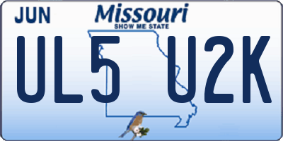 MO license plate UL5U2K