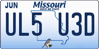 MO license plate UL5U3D