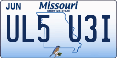 MO license plate UL5U3I