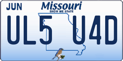 MO license plate UL5U4D