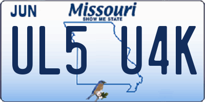 MO license plate UL5U4K