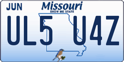 MO license plate UL5U4Z