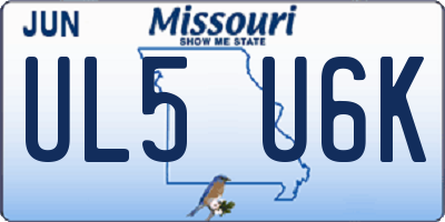 MO license plate UL5U6K
