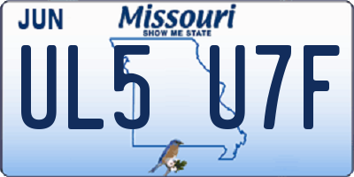 MO license plate UL5U7F