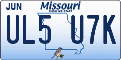 MO license plate UL5U7K
