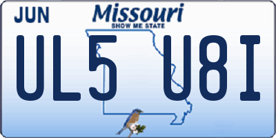 MO license plate UL5U8I