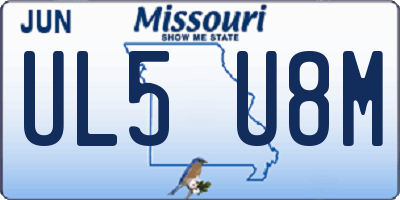 MO license plate UL5U8M