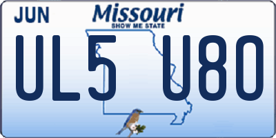 MO license plate UL5U8O