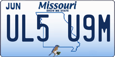 MO license plate UL5U9M