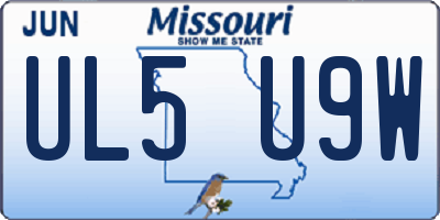 MO license plate UL5U9W