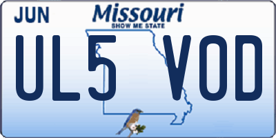MO license plate UL5V0D