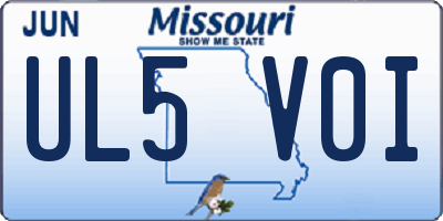 MO license plate UL5V0I