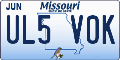 MO license plate UL5V0K