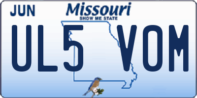 MO license plate UL5V0M