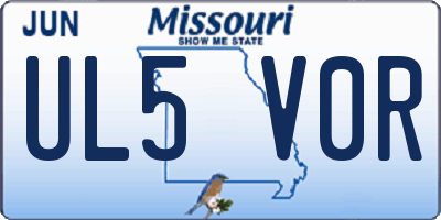 MO license plate UL5V0R