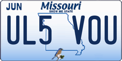 MO license plate UL5V0U